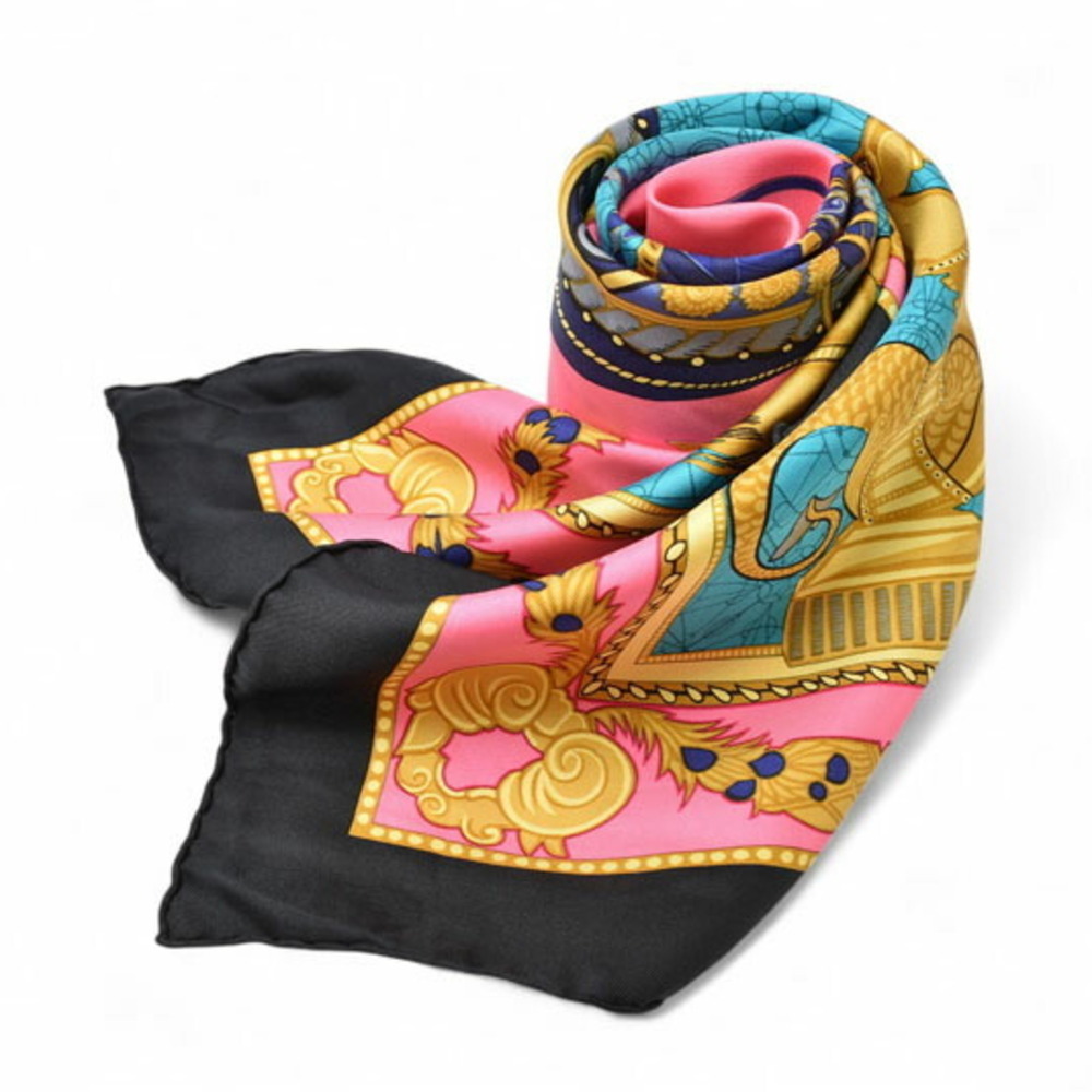 HERMES Authentic Black Silk Scarf